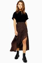 Topshop Petite Brown Leopard Maxi Skirt