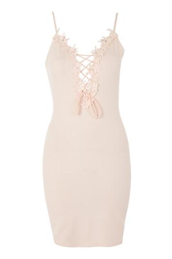 Topshop Petite Flower Lace Up Mini Bodycon Dress