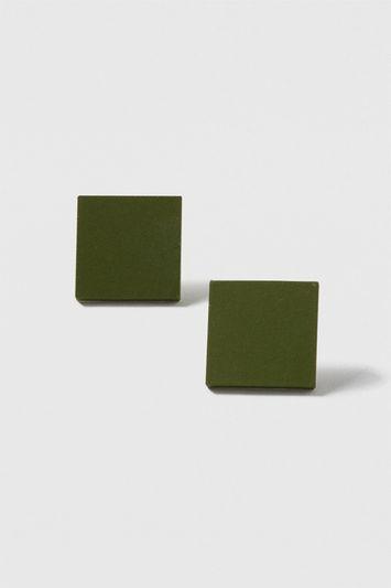 Topshop Khaki Rubber Square Stud