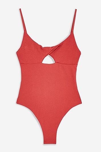 Topshop Red Twist Front One Piece By Mink Pink