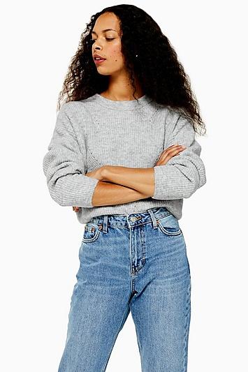 Topshop Petite Super Soft Pointelle Knitted Jumper