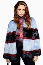 Topshop *colour Block Faux Fur Jacket By Yas
