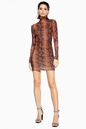 Topshop Snake Funnel Mini Dress