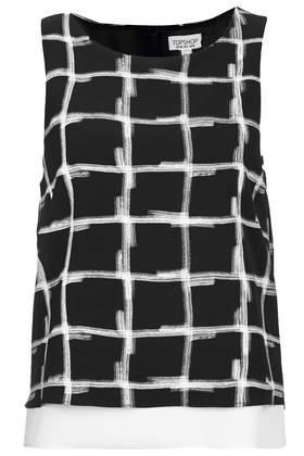 Topshop Monochrome Blur Check Print Shell Top
