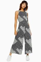 Topshop Black And White Print Wide Leg Jumpsuit