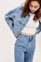 Topshop Bleach Diamante Cropped Jeans