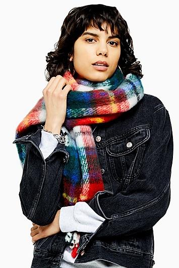 Topshop Bright Tartan Heavyweight Scarf