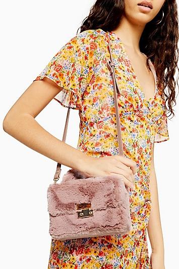 Topshop Fizz Pink Faux Fur Box Grab Bag