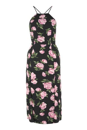 Topshop Floral Strappy Back Midi Dress