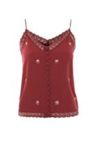 Topshop Petite Embroidered Button Camisole Top