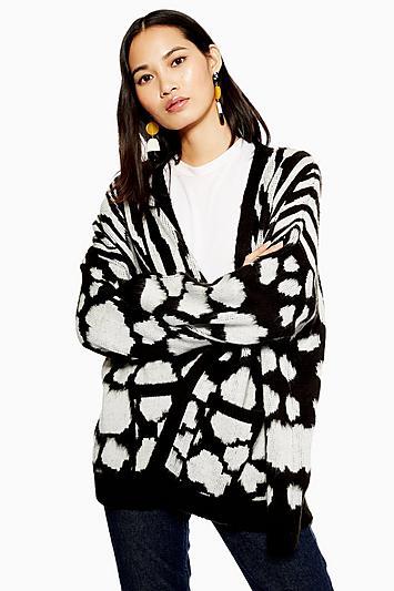 Topshop Zebra Print Mix Design Cardigan