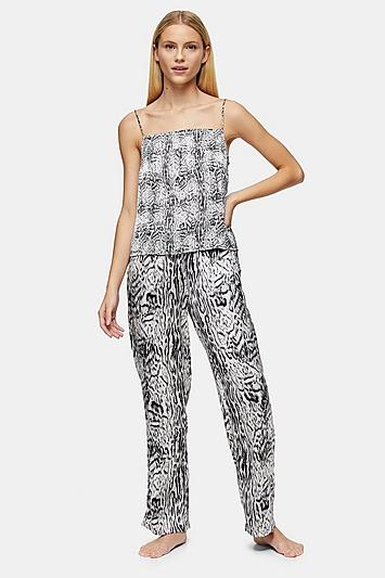 Topshop Black And White Blur Animal Pyjama Trousers