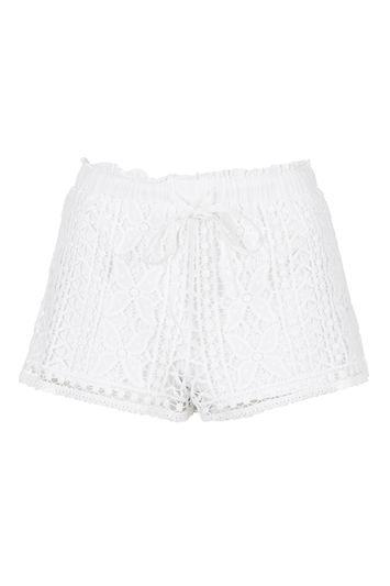 Topshop Petite Floral Crochet Shorts