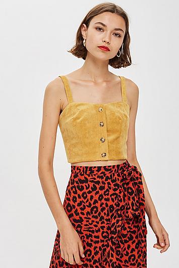 Topshop Corduroy Button Bralet