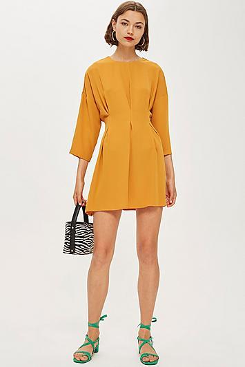 Topshop Petite Tuck Seam Mini Dress