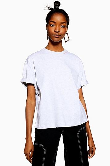 Topshop Grey Boxy Roll T-shirt