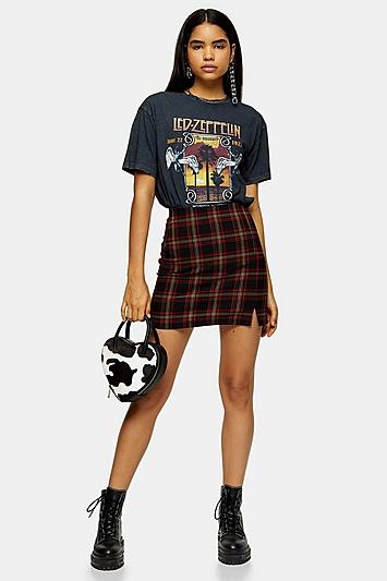 Topshop Red Tartan Check Mini Skirt