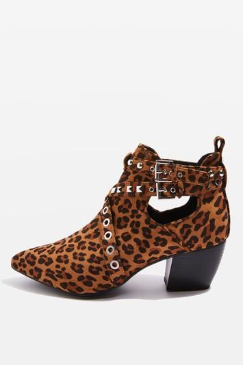 Topshop Kas Leopard Print Ankle Boots