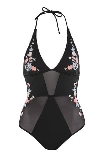 Topshop Floral Embroidered Swimsuit