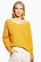 Topshop Tall V-neck Bardot Jumper With Cashmere