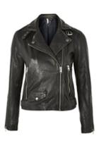 Topshop Tall Black Leather Biker Jacket