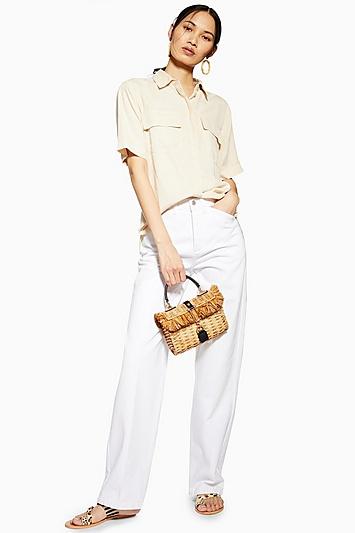 Topshop White Parallel Wide Leg Jeans