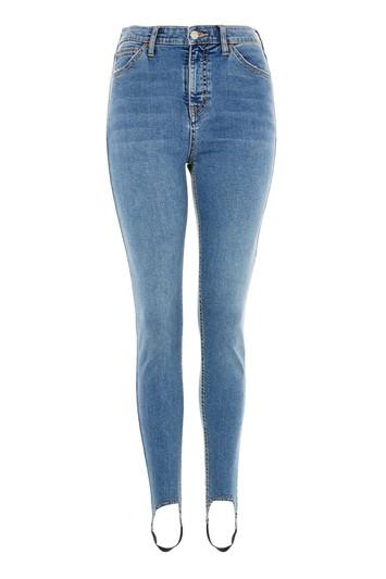 Topshop Moto Mid Stone Blue Stirrup Jeans