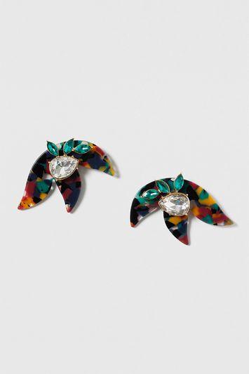 Topshop Perspex Rhinestone Flower Earrings