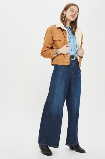 Topshop Moto Tan Corduroy Oversized Jacket