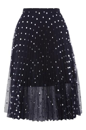 Topshop Petite Foil Spotted Pleat Skirt