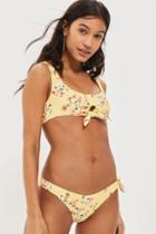 Topshop Floral Print Tie Front Crop Bikini Top