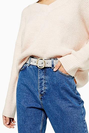 Topshop Cream Pony Hair Bamboo Belt