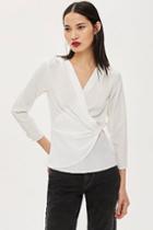 Topshop Knot Front 3/4 Sleeve Blouse