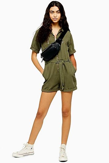 Topshop Khaki Utility Romper