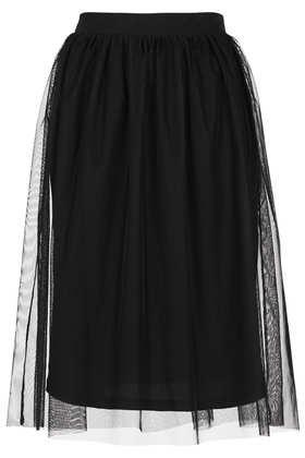 Topshop Black Midi Tulle Skirt