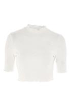 Topshop Petite Embroidered Funnel Neck Top