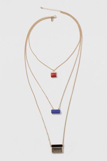 Topshop Rectangle Stone Multirow Necklace