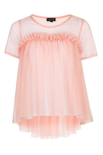 Topshop Tulle Dip Hem Top
