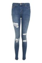 Topshop Moto Blue Super Ripped Leigh Jeans