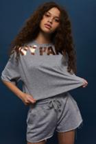 Topshop Metallic Cropped Crew T-shirt By Ivy Park
