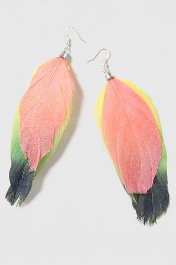 Topshop Festival Feather Drop Earrings