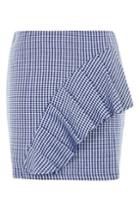 Topshop Gingham Ruffle Jersey Mini Skirt