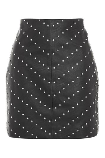 Topshop Petite Pu Studded Mini Skirt