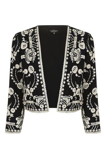 Topshop Petite Lace Embroidered Jacket
