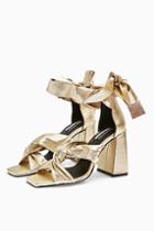 Topshop Revolve Leather Gold High Sandals