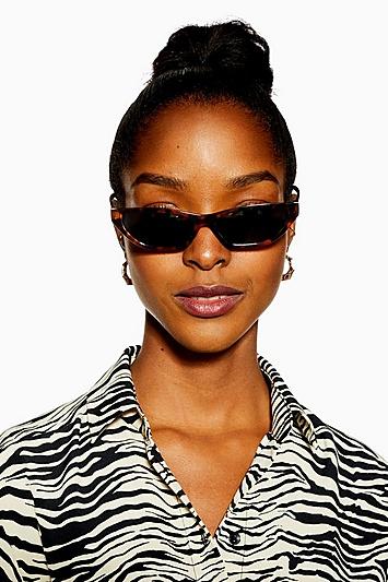 Topshop Vera Slim Tortoiseshell Sunglasses