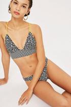 Topshop Reversible Animal Print Striped Bikini Bottoms