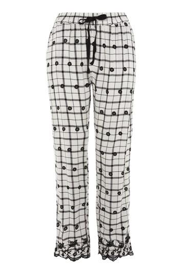 Topshop Window Pane Embroidered Trousers