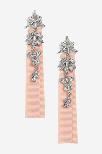 Topshop Fabric Back And Crystal Drop Earrings