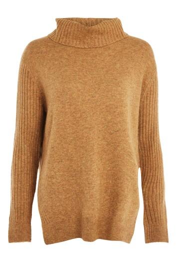 Topshop Petite Mohair Pointelle Roll Neck Jumper